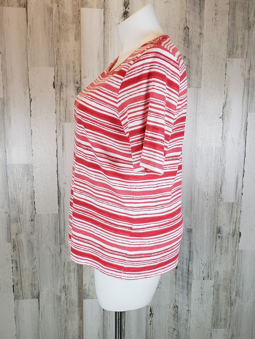 Chico's Red & White Striped Short-Sleeve Tee Size 3 - Picture 2 of 6
